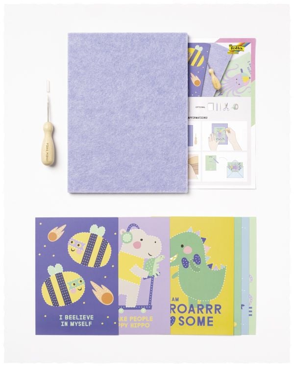 Produktbild: FOLIA Bastelartikel Prickel-Set, inkl. Prickelnadel, Filz und 6x Motivkarten in 10,5x14,8cm