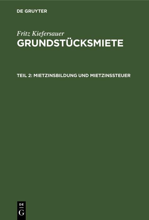 Produktbild: Mietzinsbildung und Mietzinssteuer