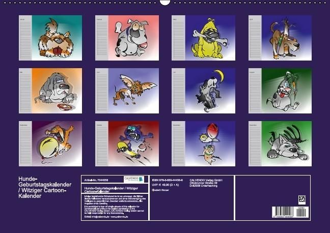 Produktbild: Hunde-Geburtstagskalender / Witziger Cartoon-Kalender (Wandkalender immerw&auml;hrend DIN A2 quer)