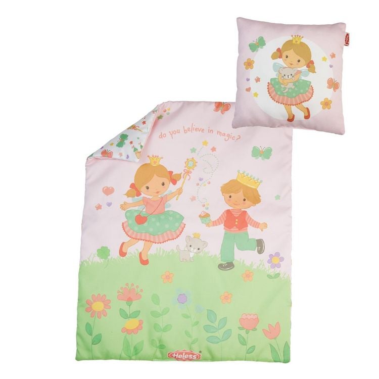 Produktbild: Puppenbettdecke (44 x 34 cm) mit Kissen (16 x 16 cm) ''Prinzessin Emily''