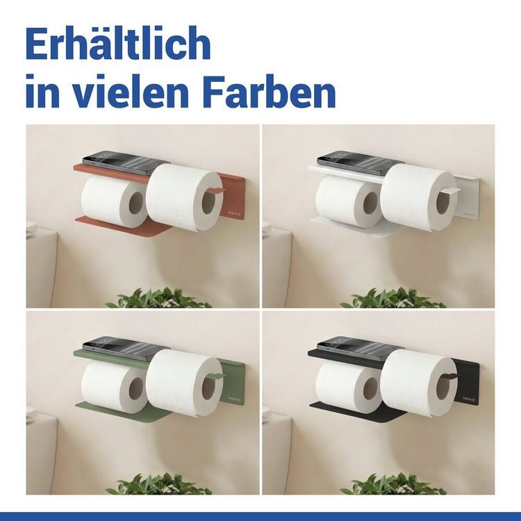 Produktbild: Turbo-Loc&reg; Toilettenpapierhalter mit Ablage Mod. Lizan Braun, Befestigen ohne Bohren