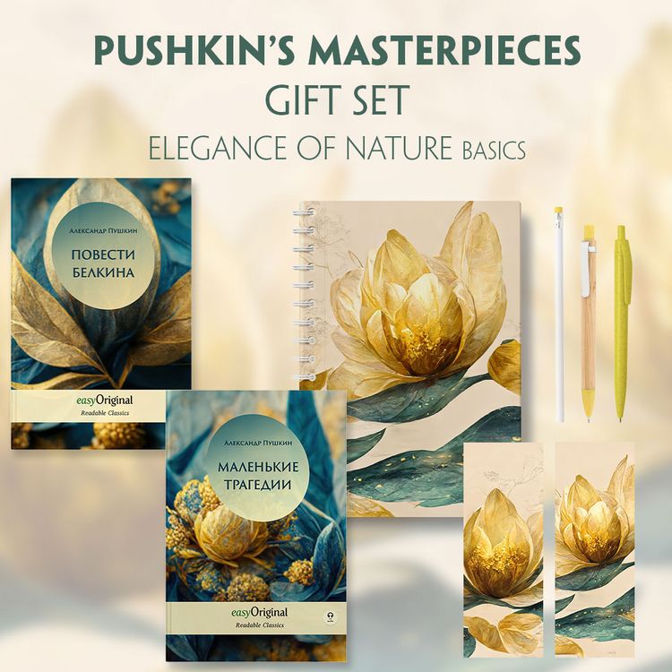 Produktbild: EasyOriginal Readable Classics / Alexander Pushkin's Masterpieces (with audio-online) Readable Classics Geschenkset + Eleganz der Natur Schreibset Basics