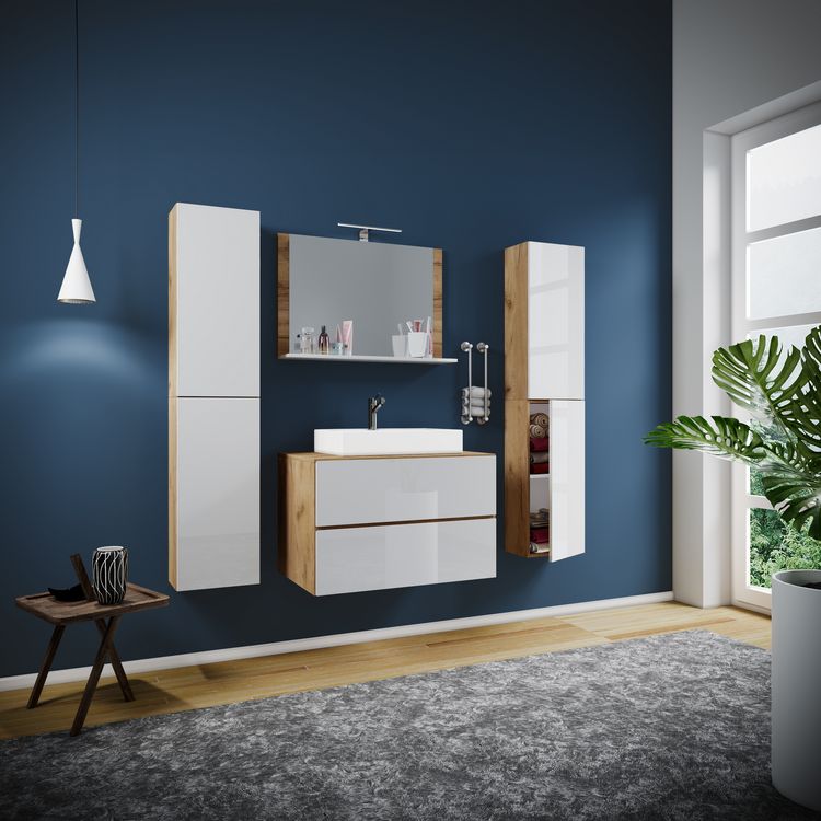 Produktbild: 5-tlg. Waschplatz Waschtisch Lendas XL Schublade