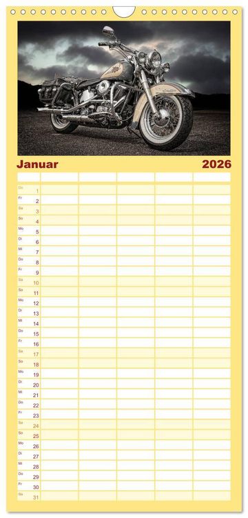 Produktbild: Familienplaner 2026 - Motorrad-Tr&auml;ume &ndash; Chopper und Custombikes mit 5 Spalten (Wandkalender, 21 x 45 cm) CALVENDO