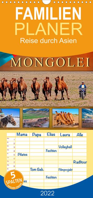 Produktbild: Familienplaner Reise durch Asien - Mongolei (Wandkalender 2022 , 21 cm x 45 cm, hoch)