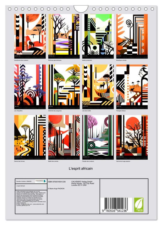 Produktbild: L'esprit africain (Calendrier mural 2026 DIN A4 horizontal), CALVENDO calendrier mensuel
