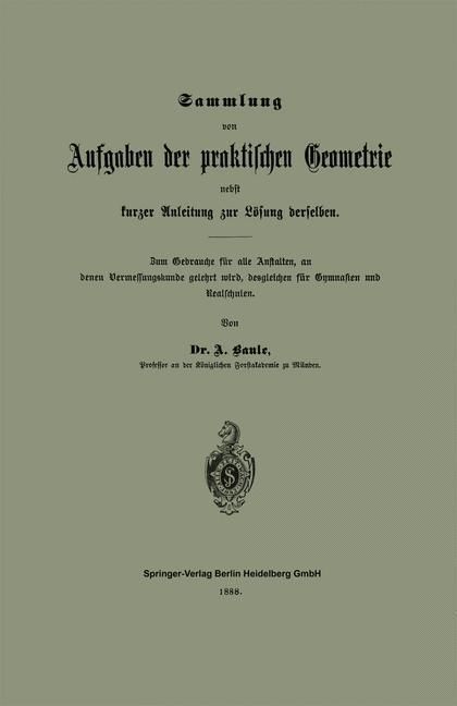 Produktbild: Sammlung von Aufgaben der praktischen Geometrie nebst kurzer Anleitung zur L&ouml;sung derselben