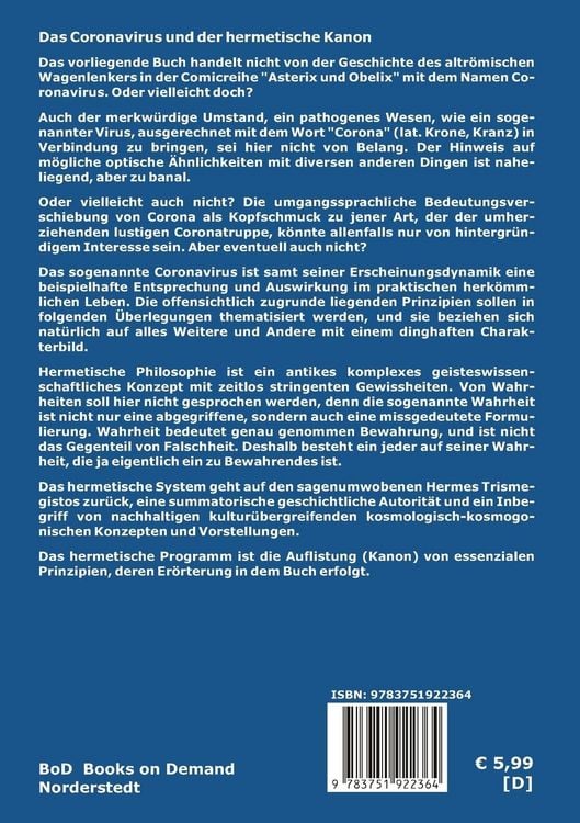 Produktbild: Das Coronavirus und der hermetische Kanon