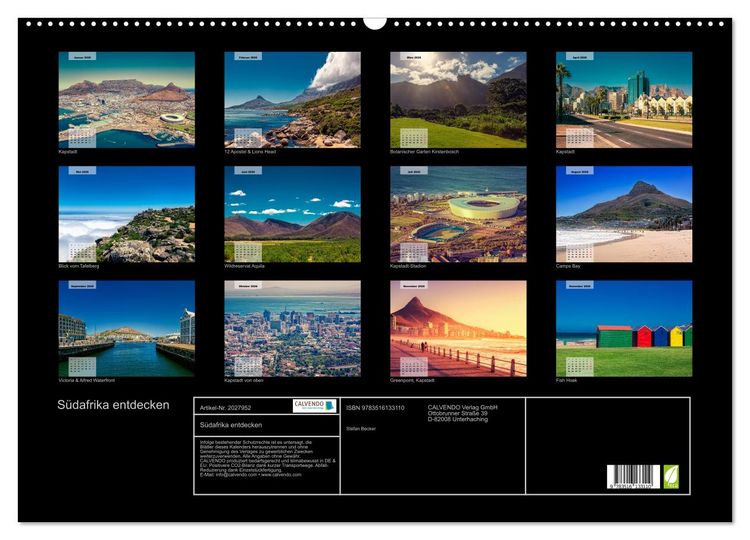 Produktbild: S&uuml;dafrika entdecken (Wandkalender 2026 DIN A2 quer), CALVENDO Monatskalender