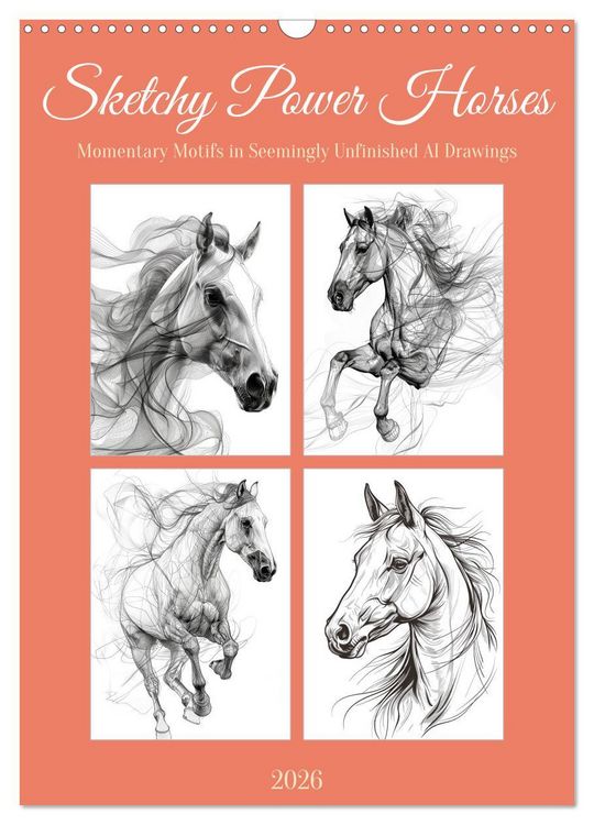 Produktbild: Sketchy Power Horses (Wall Calendar 2026 DIN A3 portrait), CALVENDO 12 Month Wall Calendar