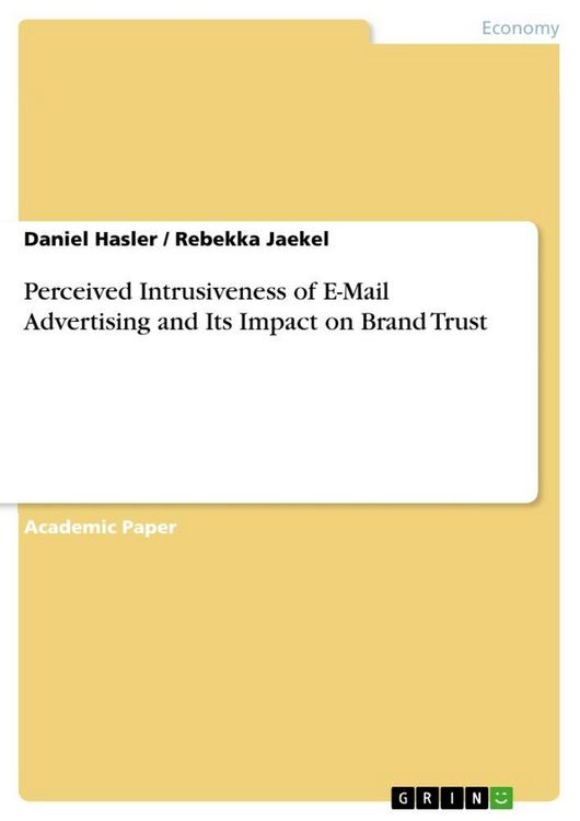 Produktbild: Perceived Intrusiveness of E-Mail Advertising and Its Impact on Brand Trust