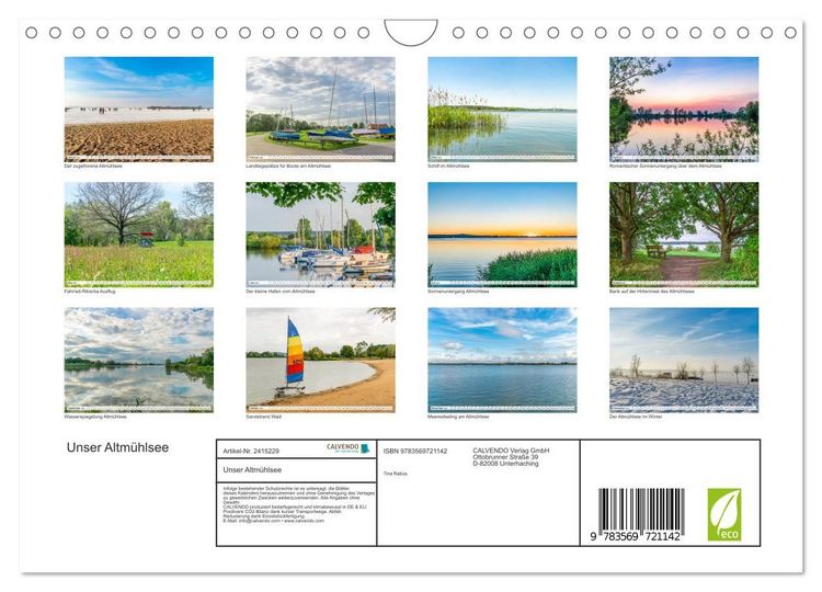Produktbild: Unser Altm&uuml;hlsee (Wandkalender 2027 DIN A4 quer), CALVENDO Monatskalender