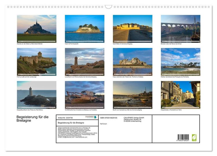 Produktbild: Begeisterung f&uuml;r die Bretagne (Wandkalender 2027 DIN A2 quer), CALVENDO Monatskalender