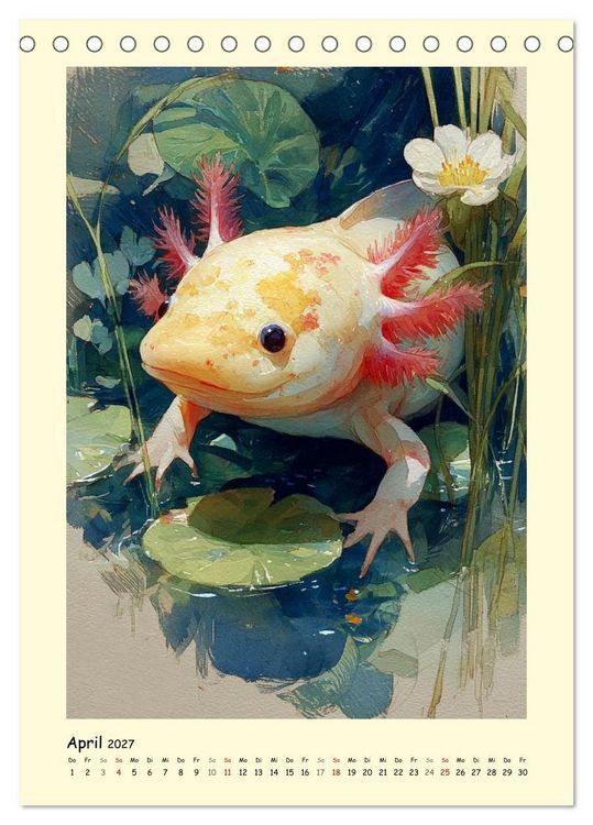 Produktbild: Axolotl im Licht. Lurche zwischen Bl&uuml;ten, Pflanzen und Fantasie (Tischkalender 2027 DIN A5 hoch), CALVENDO Monatskalender