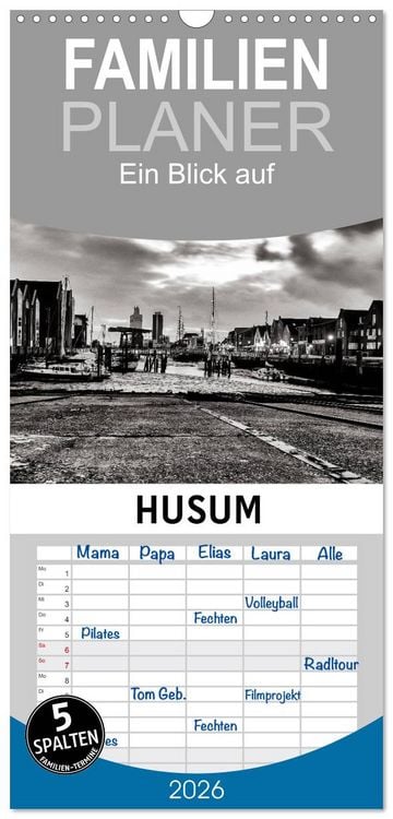 Produktbild: Familienplaner 2026 - Ein Blick auf Husum mit 5 Spalten (Wandkalender, 21 x 45 cm) CALVENDO