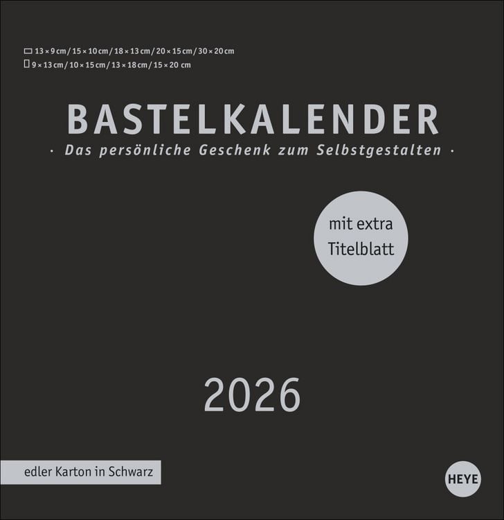 Produktbild: Premium-Bastelkalender schwarz groß 2026