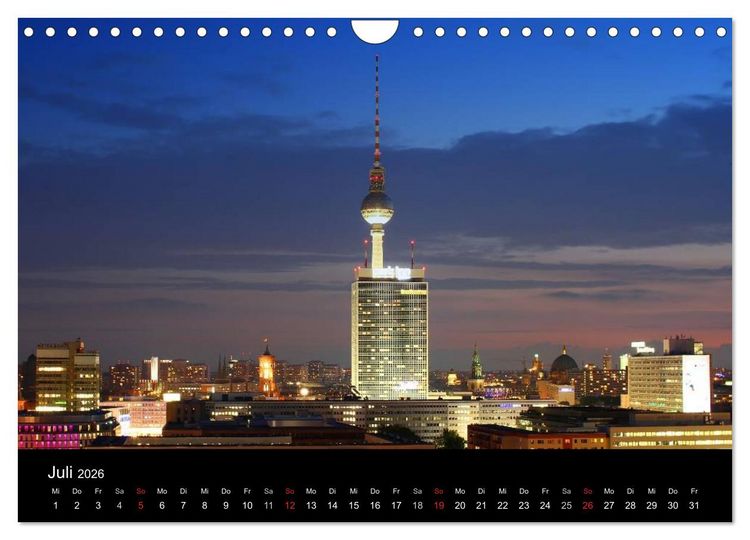 Produktbild: BERLIN ZUR BLAUEN STUNDE (Wandkalender 2026 DIN A4 quer), CALVENDO Monatskalender
