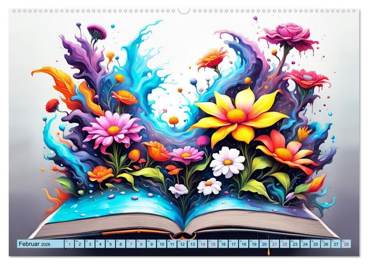 Produktbild: Bunte B&uuml;cherseiten (hochwertiger Premium Wandkalender 2026 DIN A2 quer), Kunstdruck in Hochglanz