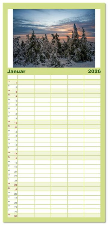 Produktbild: Familienplaner 2026 - Ohh, Du wundersch&ouml;ner Harz! mit 5 Spalten (Wandkalender, 21 x 45 cm) CALVENDO