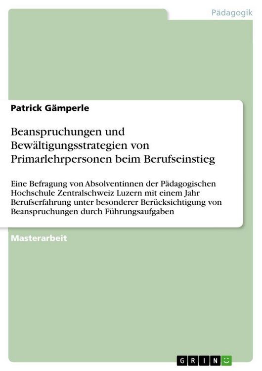 Produktbild: Beanspruchungen und Bew&auml;ltigungsstrategien von Primarlehrpersonen beim Berufseinstieg