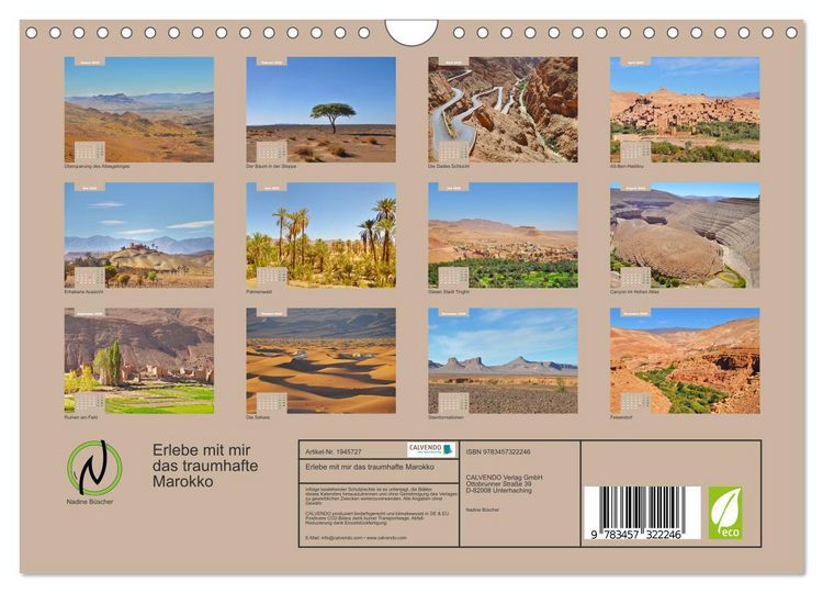 Produktbild: Erlebe mit mir das traumhafte Marokko (Wandkalender 2026 DIN A4 quer), CALVENDO Monatskalender