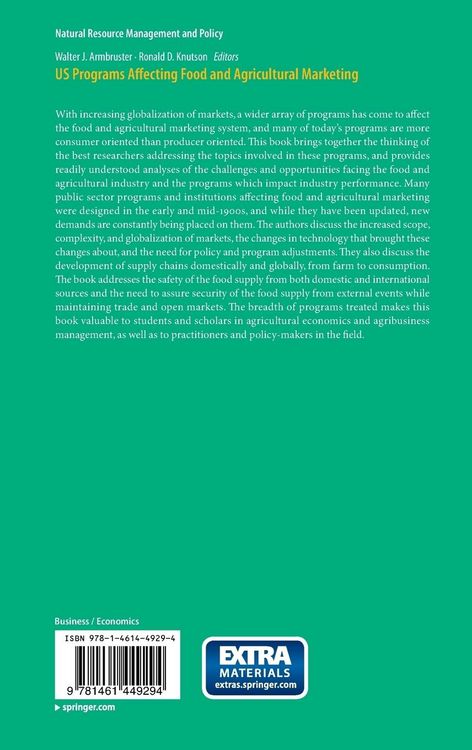 Produktbild: US Programs Affecting Food and Agricultural Marketing