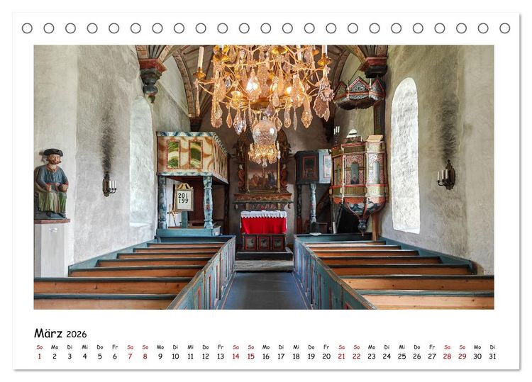 Produktbild: Schwedische Kirchen auf dem St.Olavsweg (Tischkalender 2026 DIN A5 quer), CALVENDO Monatskalender