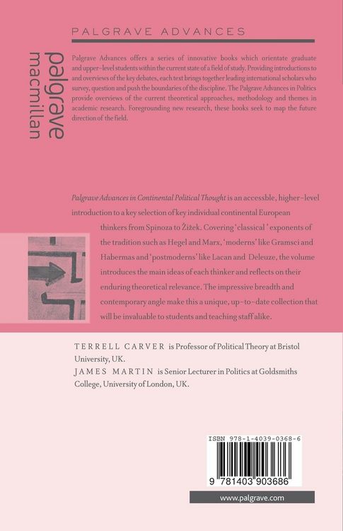 Produktbild: Palgrave Advances in Continental Political Thought