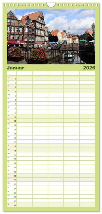 Produktbild: Familienplaner 2026 - Wundersch&ouml;nes "Altes Land" mit 5 Spalten (Wandkalender, 21 x 45 cm) CALVENDO