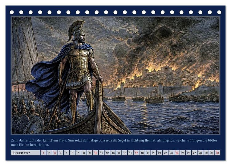 Produktbild: Gegen Sturm und G&ouml;tter: Die Heimkehr des Odysseus (Tischkalender 2027 DIN A5 quer), CALVENDO Monatskalender