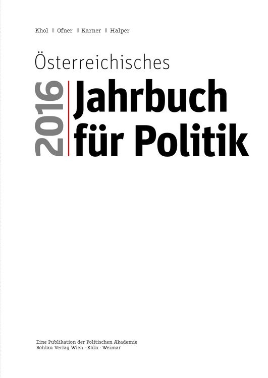 Produktbild: &Ouml;sterreichisches Jahrbuch f&uuml;r Poltik 2016