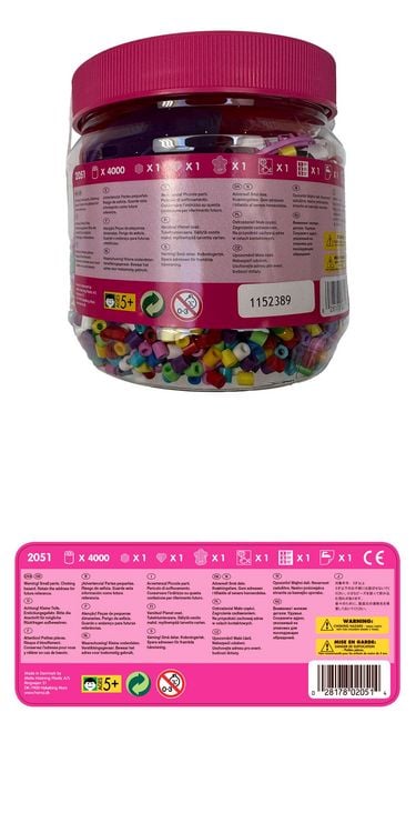 Produktbild: Hama 2051 - Dose, 3 Stiftplatten 223+236+299 mit ca. 4000 B&uuml;gelperlen im Farbmix