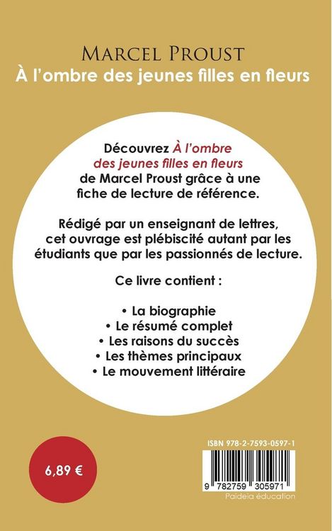 Produktbild: Fiche de lecture &Agrave; l'ombre des jeunes filles en fleurs (&Eacute;tude int&eacute;grale)