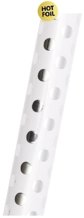 Produktbild: Geschenkpapier Wei&szlig; Punkte Silber