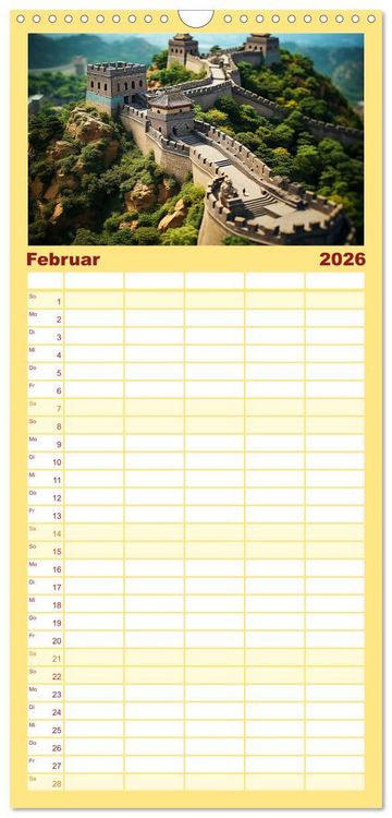 Produktbild: Familienplaner 2026 - Urlaub in Miniatur mit 5 Spalten (Wandkalender, 21 x 45 cm) CALVENDO
