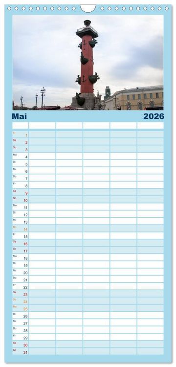 Produktbild: Familienplaner 2026 - Sankt Petersburg - "Venedig des Nordens" mit 5 Spalten (Wandkalender, 21 x 45 cm) CALVENDO