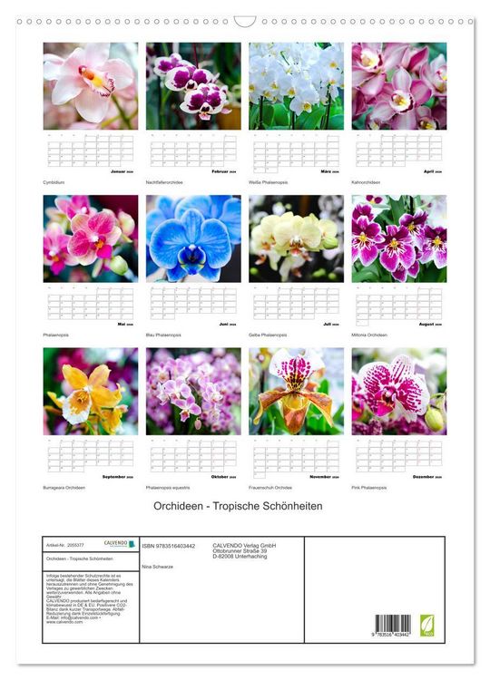 Produktbild: Orchideen - Tropische Sch&ouml;nheiten (Wandkalender 2026 DIN A2 hoch), CALVENDO Monatskalender