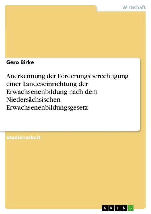 Produktbild: Anerkennung der F&ouml;rderungsberechtigung einer Landeseinrichtung der Erwachsenenbildung nach dem Nieders&auml;chsischen Erwachsenenbildungsgesetz