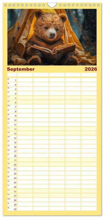Produktbild: Familienplaner 2026 - Abenteuer eines Taddyb&auml;ren mit 5 Spalten (Wandkalender, 21 x 45 cm) CALVENDO