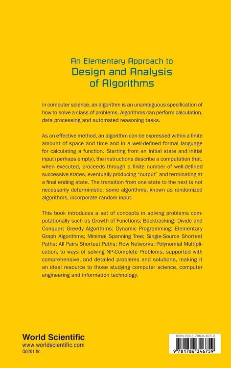 Produktbild: ELEMENTARY APPROACH TO DESIGN AND ANALYSIS OF ALGORITHMS, AN