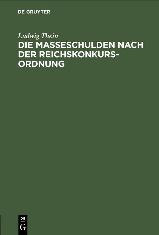 Produktbild: Die Masseschulden nach der Reichskonkursordnung