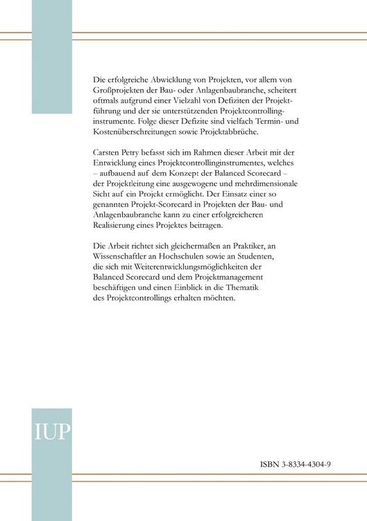 Produktbild: Integrierte Planung, Steuerung und Kontrolle von Gro&szlig;projekten