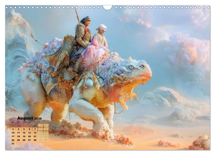 Produktbild: Ritte auf Fantasiekreaturen - Durch W&uuml;stenlandschaft (Wandkalender 2026 DIN A3 quer), CALVENDO Monatskalender