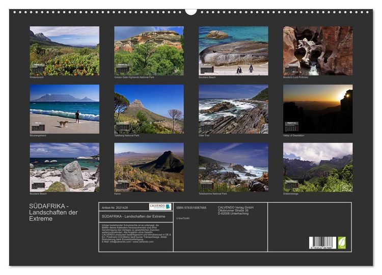 Produktbild: S&Uuml;DAFRIKA - Landschaften der Extreme (Wandkalender 2026 DIN A2 quer), CALVENDO Monatskalender