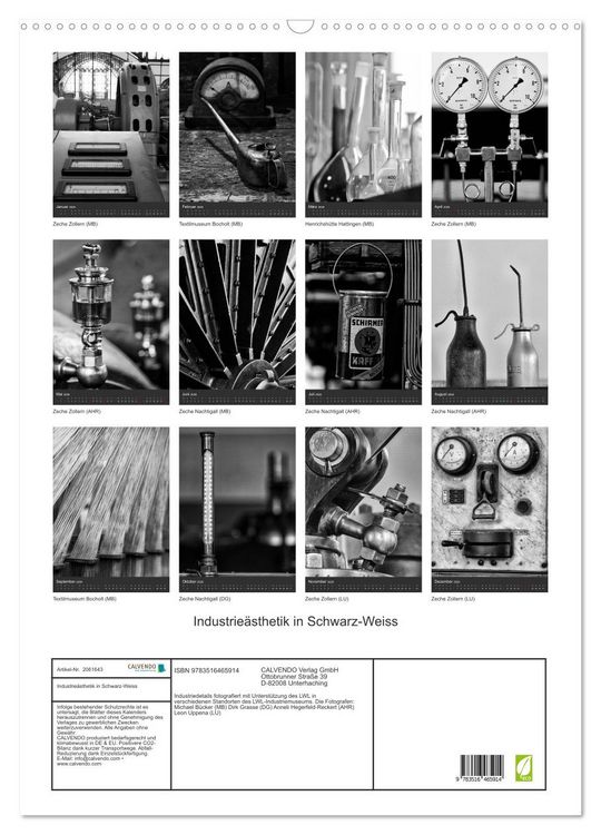 Produktbild: Industrie&auml;sthetik in Schwarz-Weiss (Wandkalender 2026 DIN A2 hoch), CALVENDO Monatskalender