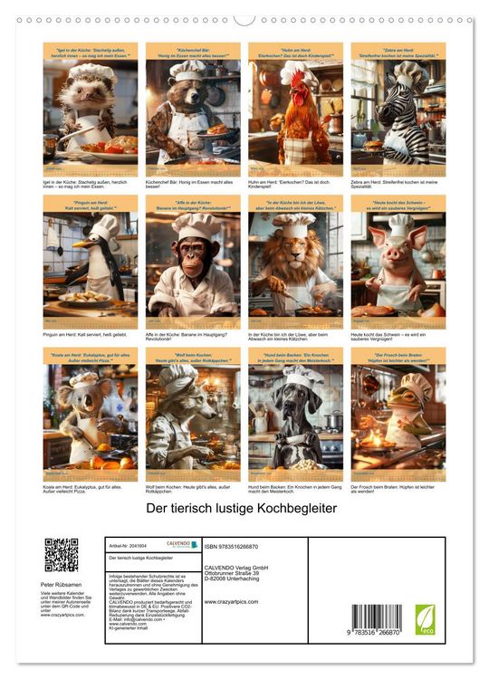 Produktbild: Der tierisch lustige Kochbegleiter (hochwertiger Premium Wandkalender 2026 DIN A2 hoch), Kunstdruck in Hochglanz