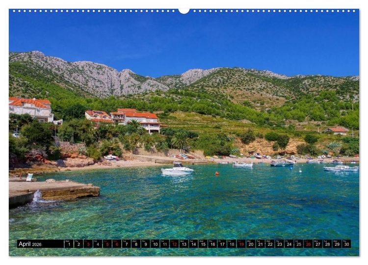 Produktbild: Hvar The sunny Island of Croatia (High Quality Premium Wall Calendar 2026 DIN A2 landscape),CALVENDO 12 Month Wall Calendar