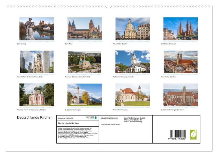 Produktbild: Deutschlands Kirchen (hochwertiger Premium Wandkalender 2026 DIN A2 quer), Kunstdruck in Hochglanz