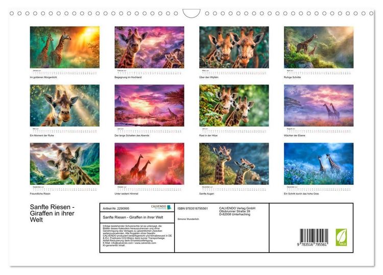 Produktbild: Sanfte Riesen - Giraffen in ihrer Welt (Wandkalender 2027 DIN A3 quer), CALVENDO Monatskalender