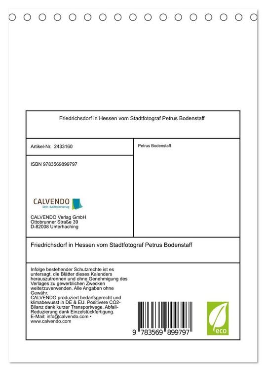 Produktbild: Friedrichsdorf in Hessen vom Stadtfotograf Petrus Bodenstaff (Tischkalender 2027 DIN A5 hoch), CALVENDO Monatskalender
